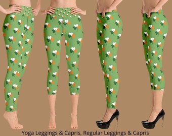 Shamrock Leggings, St Paddys Day Yoga Pants, Irish Pride Workout Wear, ++N