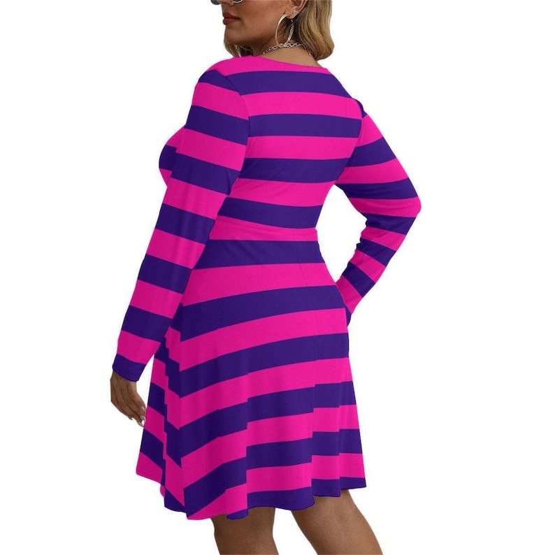 Alice in Wonderland Cheshire Cat Plus Size Dress Adult Halloween Costume image 5