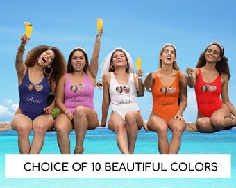 Bachelorette Party Bride Squad with Hearts Swimsuit ++N