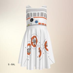 Star War BB-8 Inspired Kid&#39;s Sleeveless Skater Dress Cosplay Dress Halloween Costume Darth Cosplay Outfit Theme Party ++Y