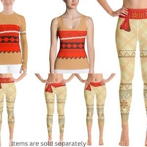 Moana Princess Hey Hey Running Costume Yoga Outfit Women Yoga Leggings Athletic Shirt Cosplay Outfit Maui Cosplay Adult Halloween Costume