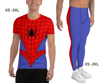 Spider Hero Inspired Men's Tee Shirt & Leggings, Hero, Cosplay, Halloween Costume, Comics, Super Guardian, Human Spider, Cosplay Outfit