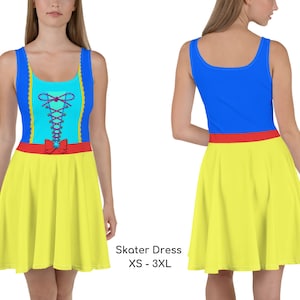 Snow White Skater Running Dress Running Costume Princess Adult Halloween Costume Cosplay Dress Half Marathon Halloween Dress ++Y