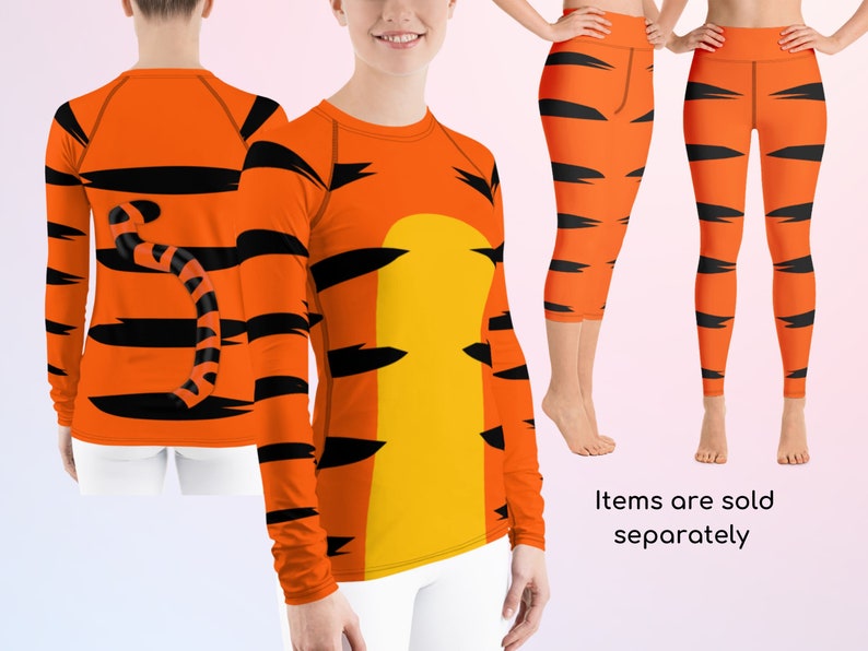 Winnie the Pooh Tigger with Tail Sports Activewear, Halloween, Cosplay, Gift for Her, Birthday Gift, Birthday Party, Plus Size Leggings image 1