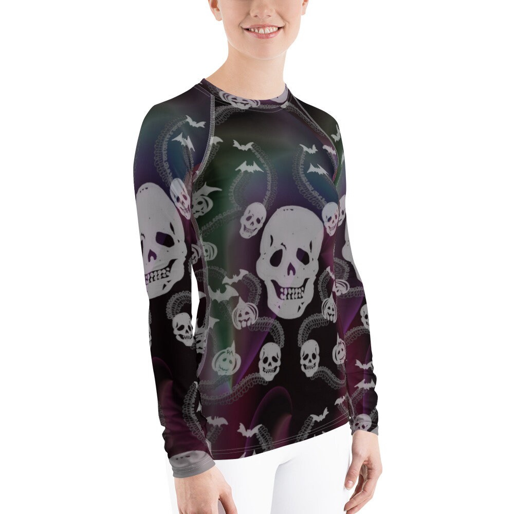 Scary Skulls Women's Rash Guard , Happy Halloween, Skulls, Gift ...