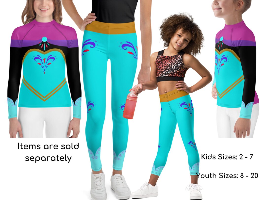 Frozen Elsa Inspired Youths & Kids Leggings and Rash Guard, Halloween