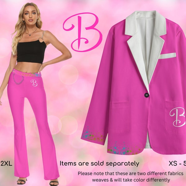 Pantalones y chaqueta rosa de Barb, disfraz de Halloween, traje de cosplay, regalo para ella, fiesta de cumpleaños, regalo de cumpleaños, traje rosa, Barbz, muñeca de moda