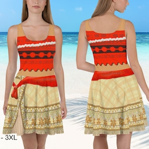 Moana Princess Skater Dress Running Costume Half Marathon Bound Halloween Costume Cosplay Outfit Maui Hawaii ++Y