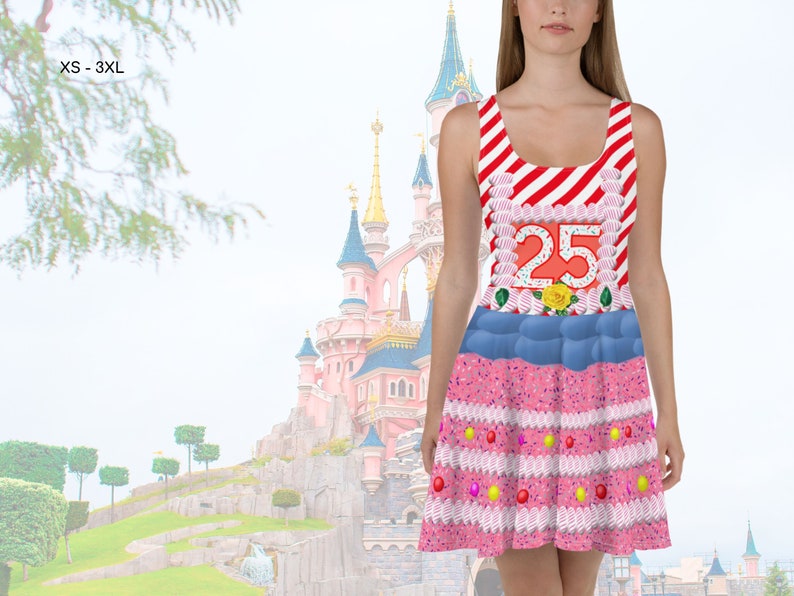 Orlando 25th Anniversary Skater Dress, Cinderella Castle, Princess, Gift for Her, Halloween, Cosplay Dress, Birthday Gift, Birthday Party image 9