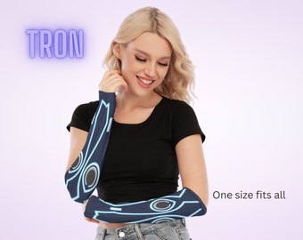 Tron Fingerless Gloves, Long Gloves,Legacy, Halloween Costume, Cosplay, Birthday, Gift for Her, Unisex, Coaster, Parks, Cosplay Outfit