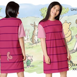 Piglet T-Shirt Dress, Winnie the Pooh, Unisex, Halloween, Cosplay, Gift for Her, Gift for Him, Birthday Gift, Birthday Party, T-Shirt ++Y