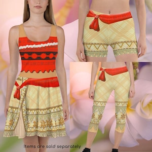 Moana Inspired Half Marathon Skater Dress Yoga Capris & Shorts Running Costume Athletic Activewear Princess Halloween Cosplay ++Y
