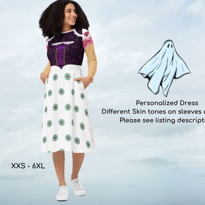 Haunted Mansion Inspired Personalized Long Sleeve Skater Dress Halloween Dress Cosplay Outfit Gift for Her Birthday Gift Harajuku ++Y