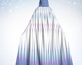 Frozen White Unisex Hooded Cloak/Cape Elsa The Snow Queen Gift for Her Halloween Cosplay Costume Princess Birthday present Gift for Him