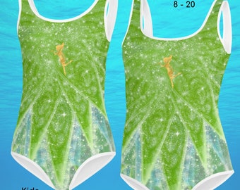 Tinkerbell Fairy Swimsuit Kids Youths Swimwear Beachwear Beach Vacation Summer Cosplay Halloween Parks Birthday Gift Theme Party Beach Party