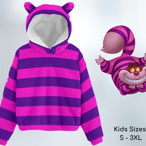 Cheshire Cat Kids Hoodie Ears Harajuku Clothing Kids Cosplay Alice in Wonderland Mad Hatter Tea Party Gifts for Kids Halloween Costume Kids