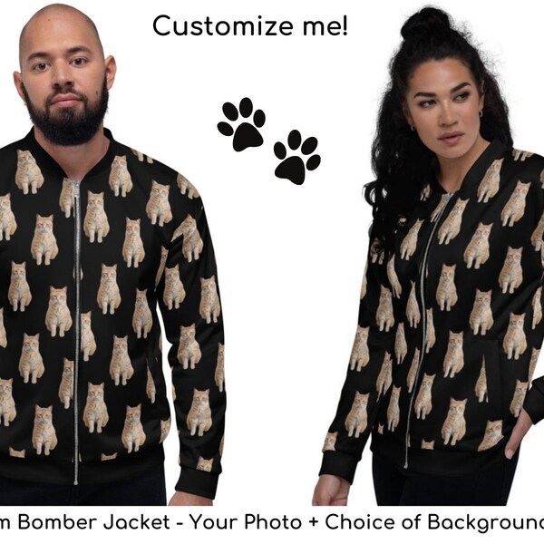 Cute Cat Style Print Men's Bomber Jacket
