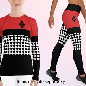 Queen of Diamonds Rash Guard & Yoga Leggings, Cosplay, Birthday Gift, Halloween Costume, Theme Party, Running Costume ++Y