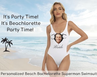 Custom  Bachelorette Party Swimsuits w/ Super Hero Opening, Personalized Gift,