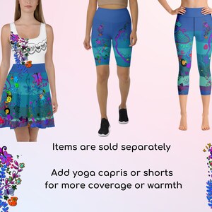 The Enchanted Family Skater Dress Yoga Capris & Shorts, Running Costume, Activewear Princess, Halloween, Cosplay, Gift, Cruise, Themed Party image 2