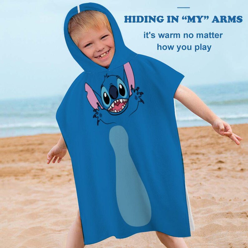 Custom Stitch Hooded Kids Bath Towel: Personalized Terry Cloth Cloak image 3