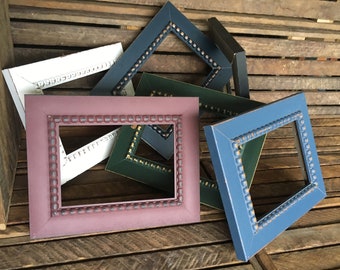 The Folk Faire Collection, beaded edge frame, rustic wood photo frames 8x10, distressed wood picture frames, shabby chic wall decor