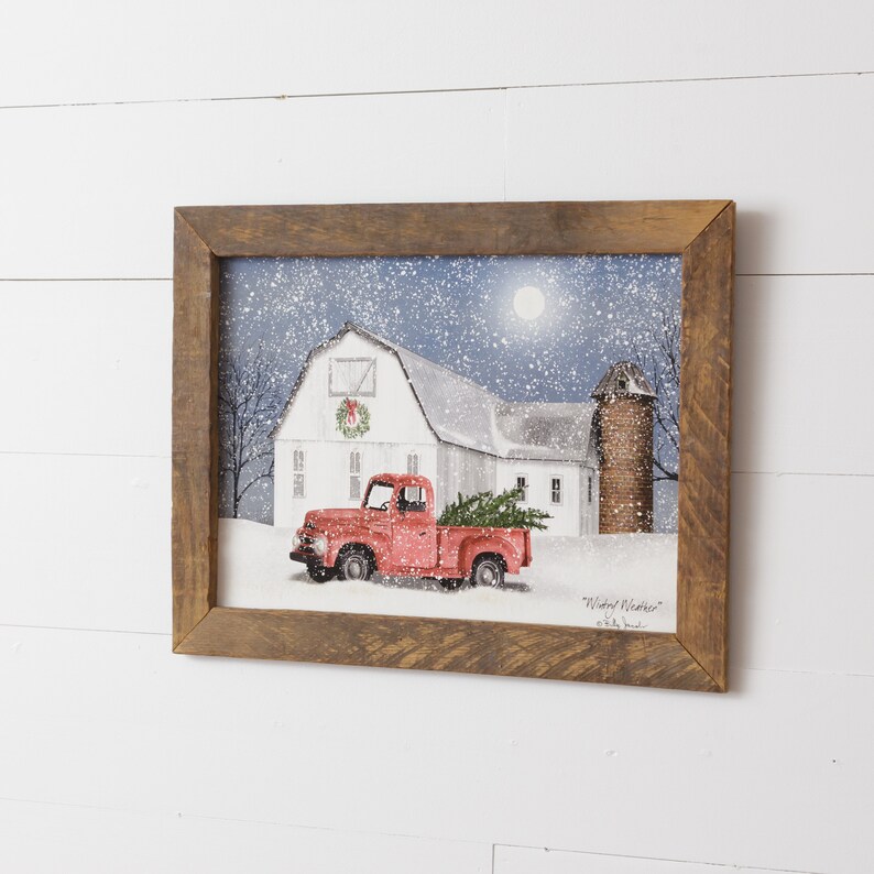 Wintery Weather by Billy Jacobs Red Truck With Christmas Etsy
