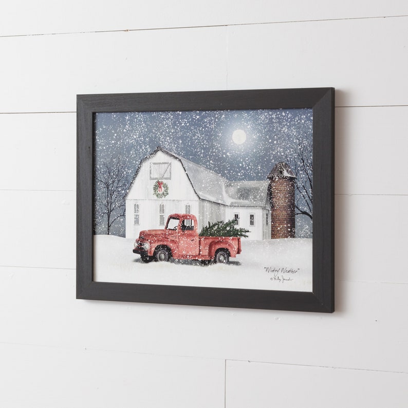 Wintery Weather by Billy Jacobs Red Truck With Christmas Etsy