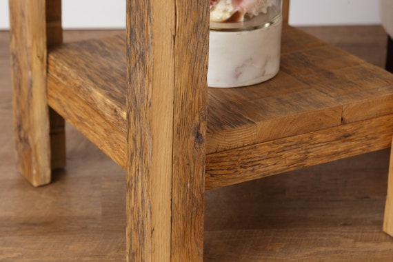 Rustic End Table With Shelf Farmhouse Side Table With Storage