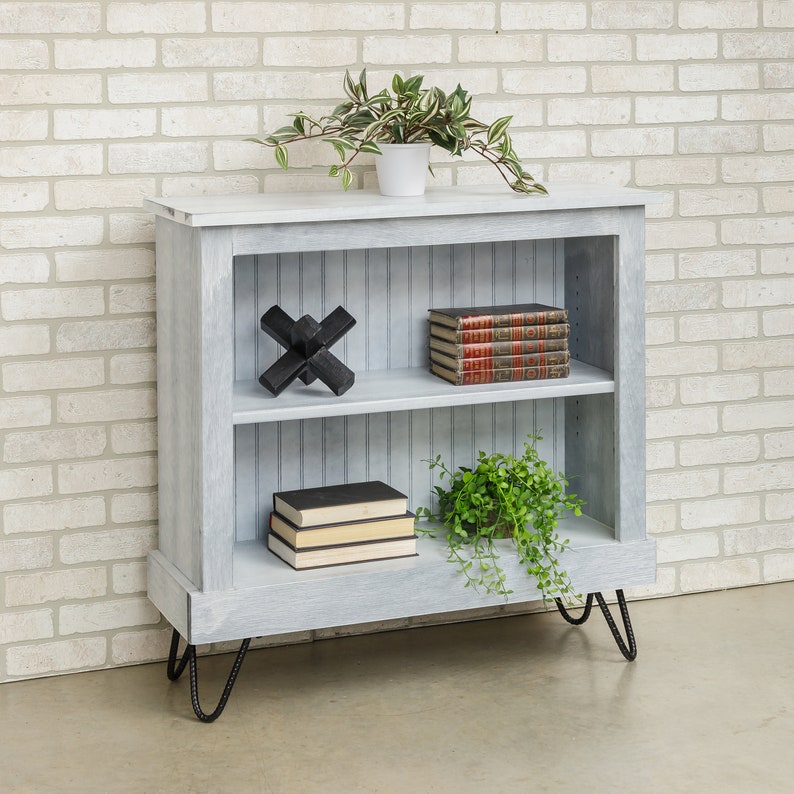 Small Bookshelf Rebar Hairpin Legs Entryway Shelf Etsy