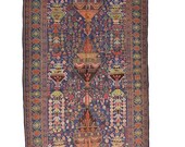 Dark Blue Tribal Rug Tribal Print Area Rug 4 x 6 Ft Area Rug Vintage Bohemian Rug Decorative Rug Hand Knotted