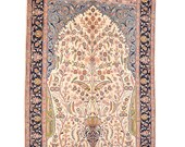 Beige Antique Rug 3 x 5 Ft Area Rug Vintage Tree of Life Beige Rug Floral Landscape Rug Oriental Rug