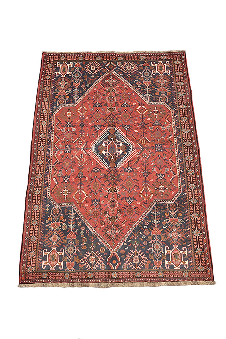 Orange Blue Vintage Rug Kazak Persian Tribal 5 X Image 0