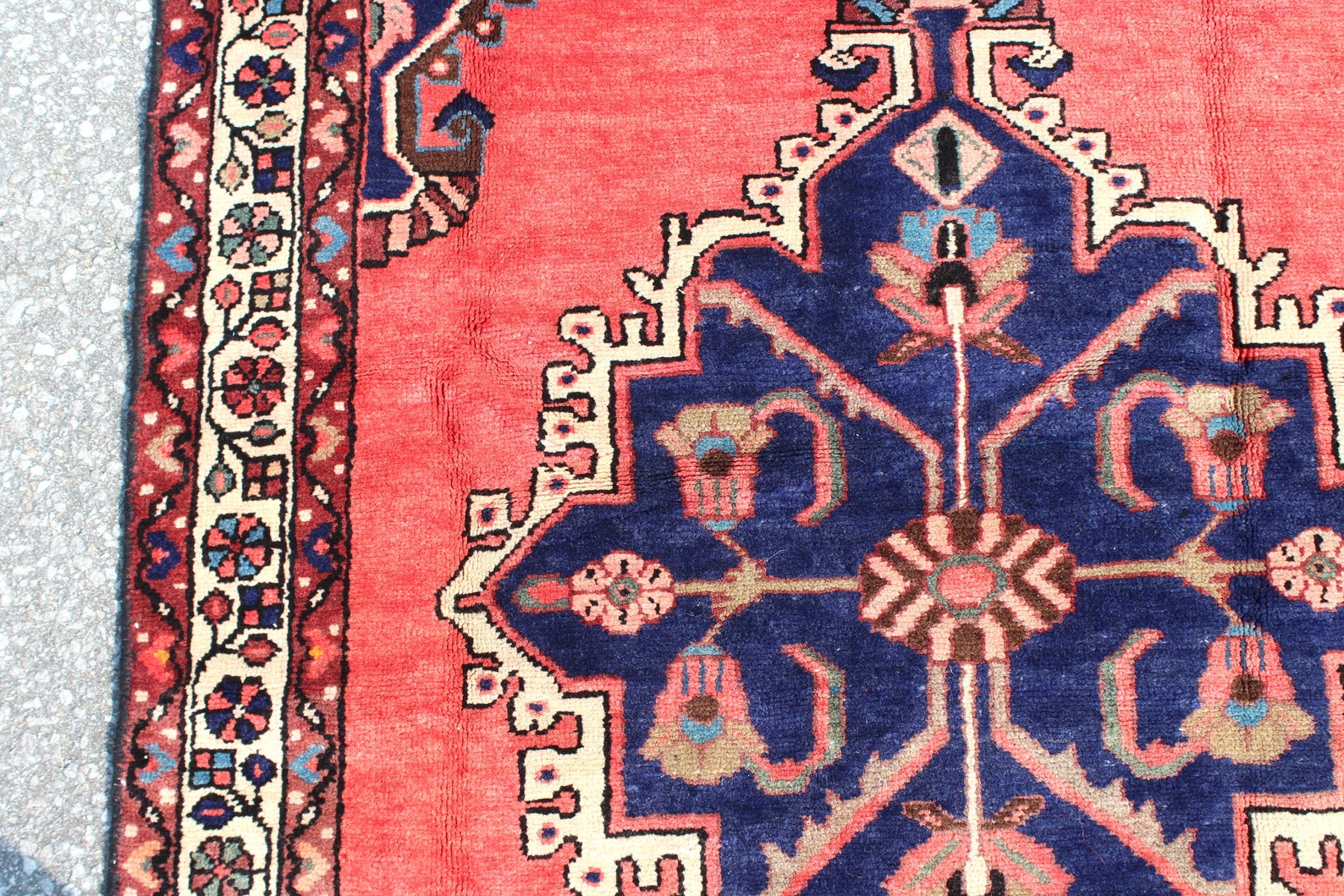 Coral Navy Blue 4x6 Vintage Persian Handmade Rug Wool Etsy