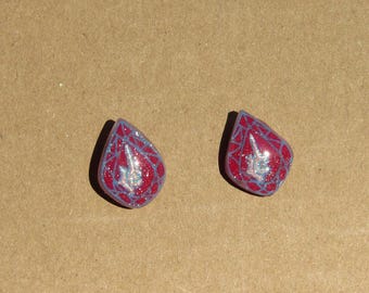 Red Mage Final Fantasy XIV job stone soul crystal stud earrings RDM