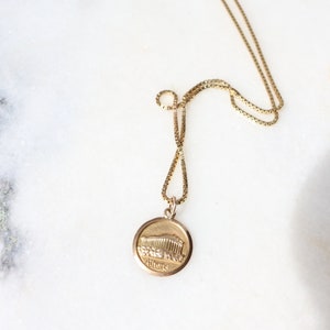 18K Vintage Athens Pendant with Solid Gold Chain