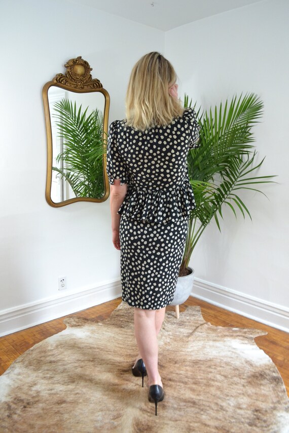 Balenciaga Polka Dot Dress with Peplum Frill - image 3