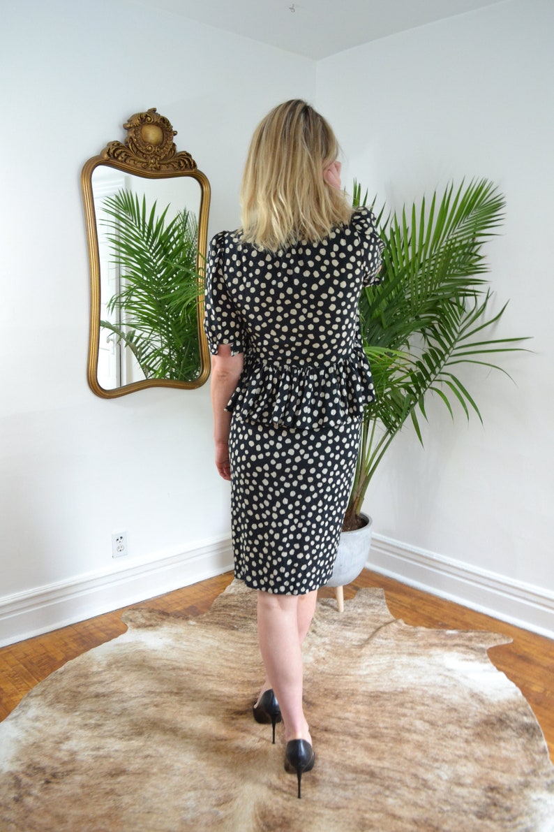Balenciaga Polka Dot Dress with Peplum Frill image 3