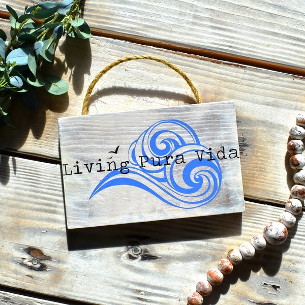 living pura vida/pura vida sign/pura vida decor/beach decor/beach sign/coastal decor/wood wall hanging sign/pura vida wall art