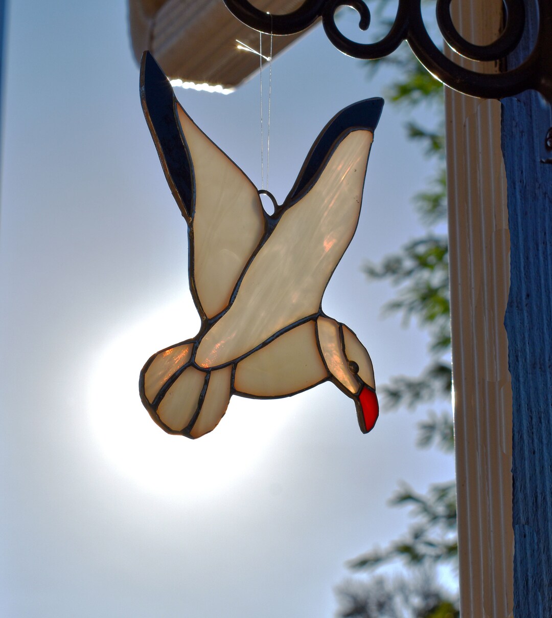 Stained Glass Seagull Suncatcher Garden Décor Coastal Etsy