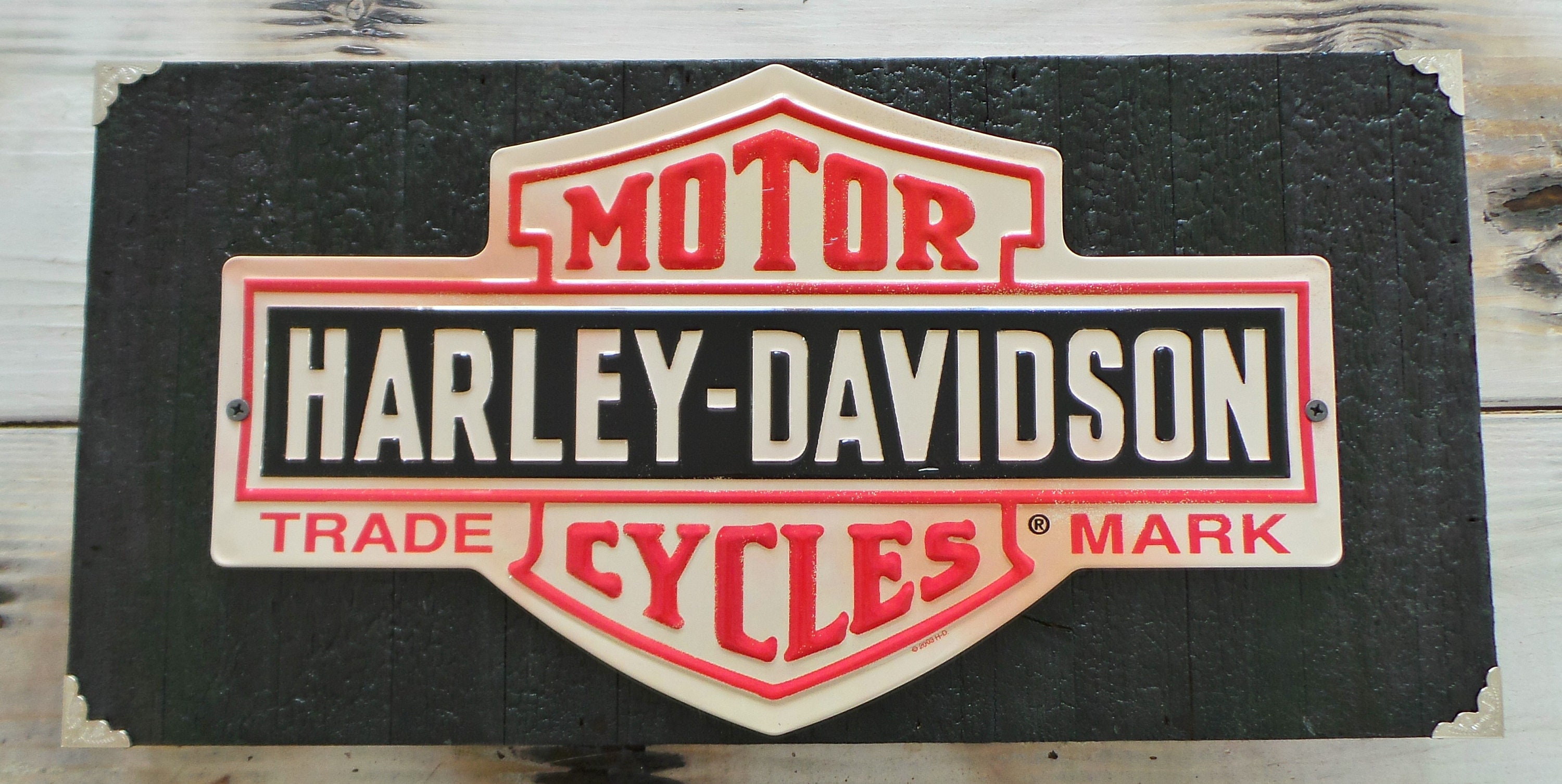 Harley-davidson Wood & Metal Sign: Man Cave Garage Decor - Etsy