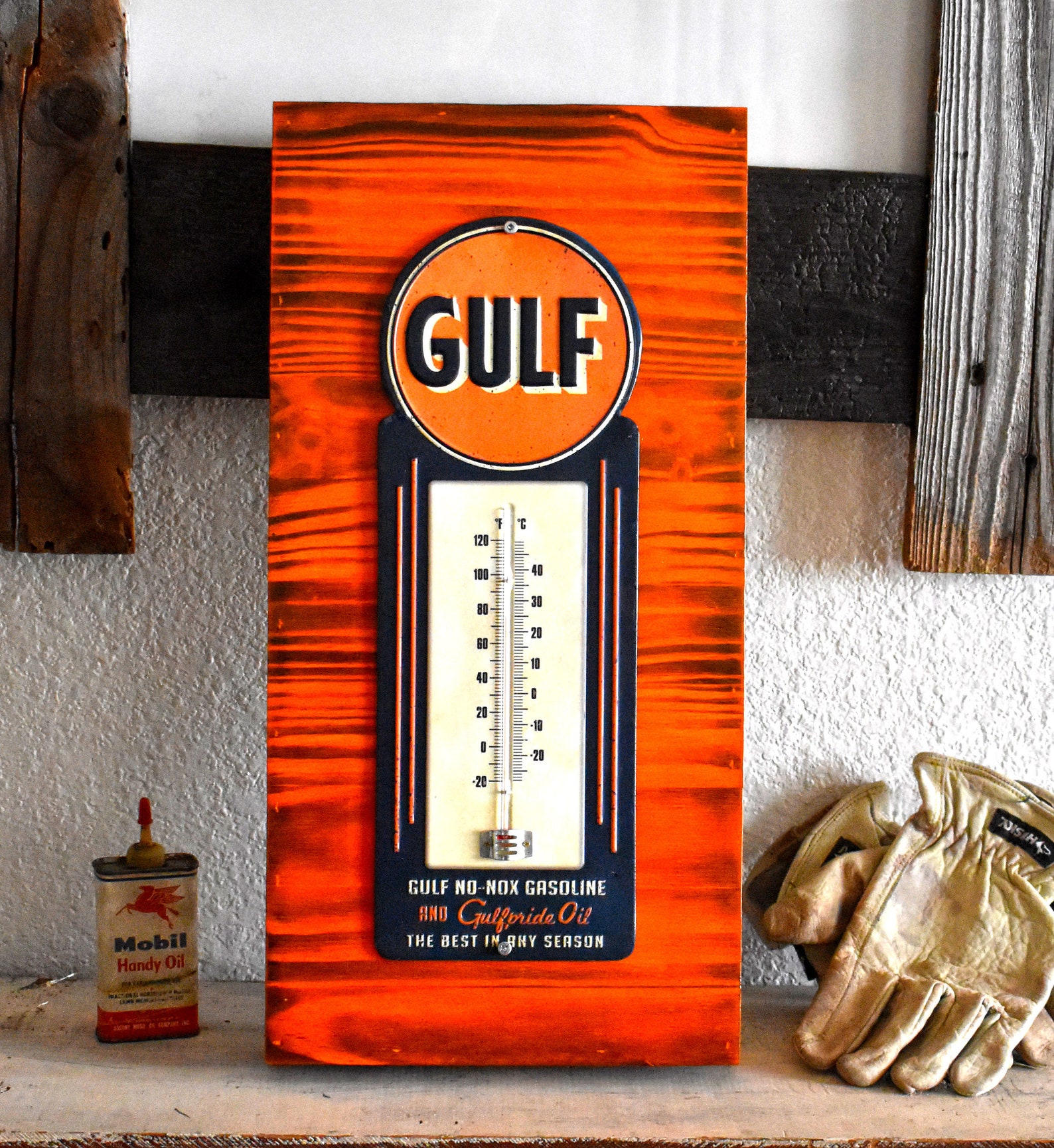 Vintage Style Gulf Oil Thermometer / Advertisement Thermometer Etsy