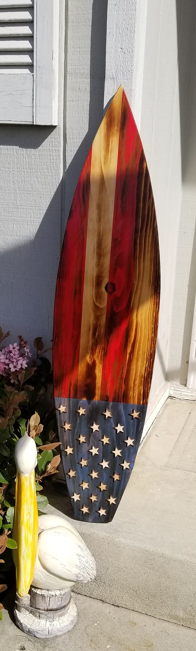 Americana wood surfboard flag/wood surfboard/US flag/surf Etsy