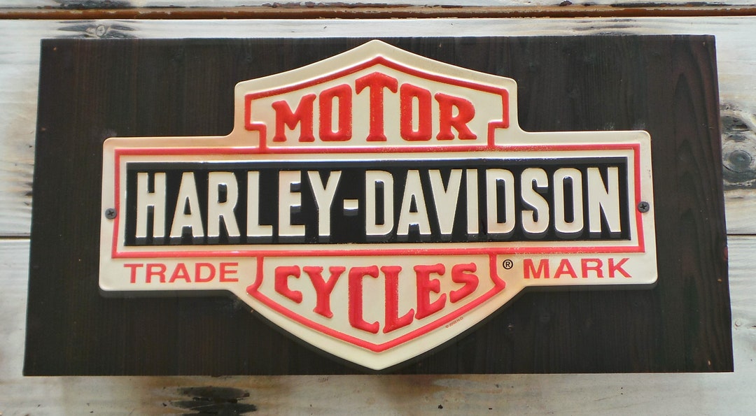 Harley-davidson Wood & Metal Sign: Man Cave Garage Decor - Etsy