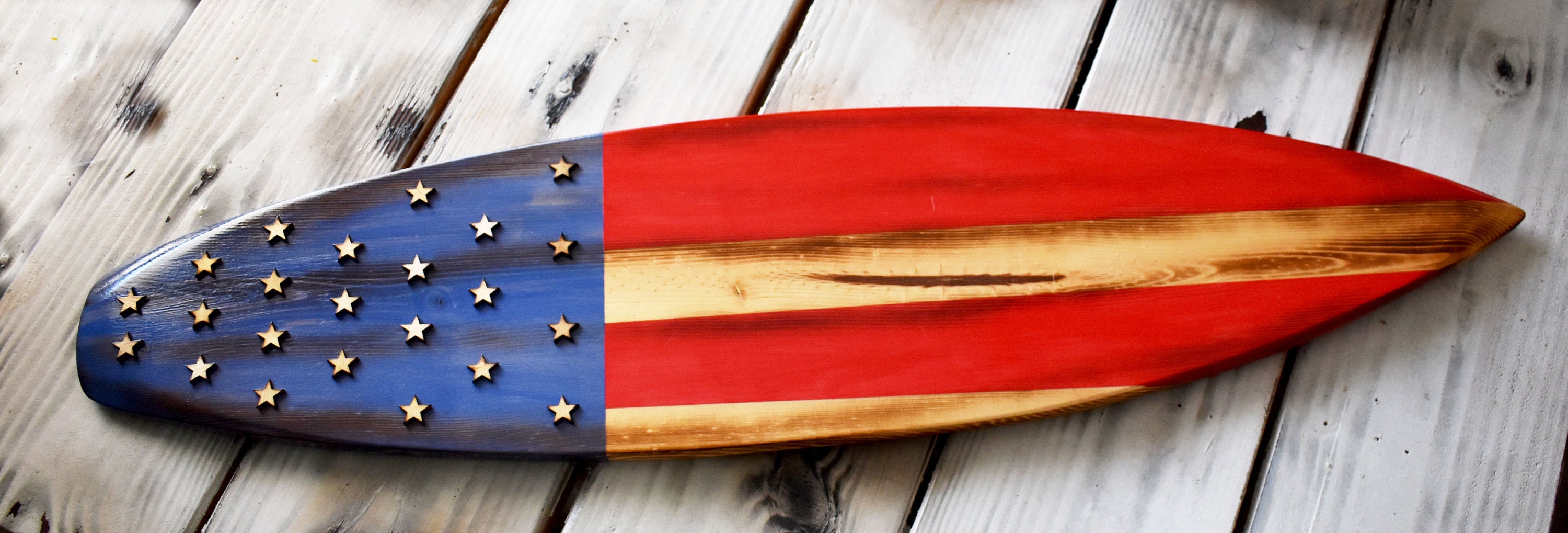 Americana Wood Surfboard Flag/wood Surfboard/us Flag/surf Etsy
