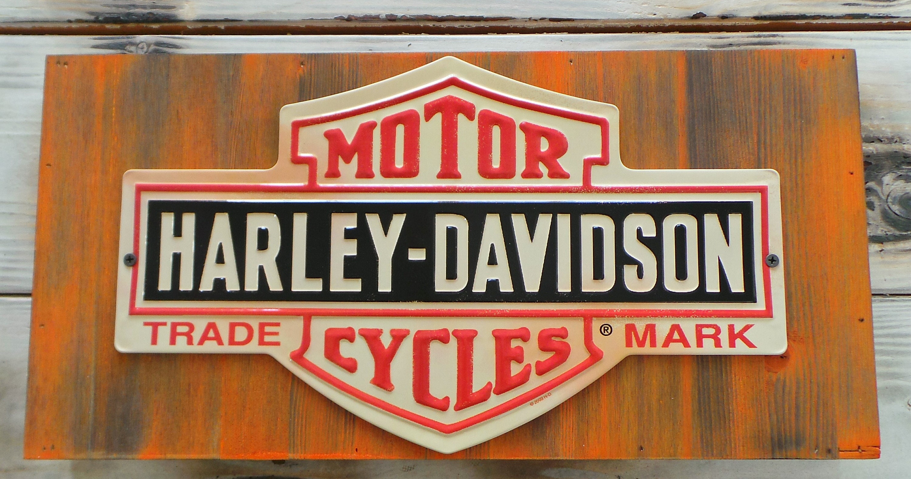 Harley-davidson Wood & Metal Sign: Man Cave Garage Decor - Etsy