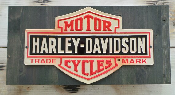 Harley-davidson Wood & Metal Sign: Man Cave Garage Decor - Etsy