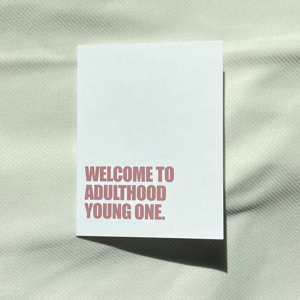 Welcome to Adulthood Card - Etsy