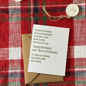 Funny Christmas Birthday Card | Thanks for being born in December | Funny December Birthday Card for Her or Him