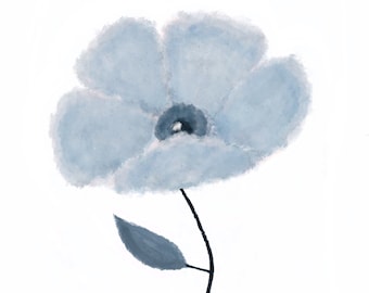 Flower Art Prints - Set of 4 Blue and White Flowers